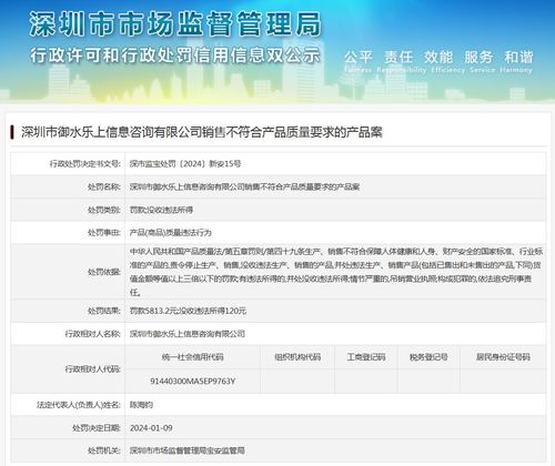 深圳市御水樂上信息咨詢銷售不符合產(chǎn)品質(zhì)量要求的產(chǎn)品案